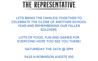 Memorial Day Family BBQ – May 24th 3 P.M.